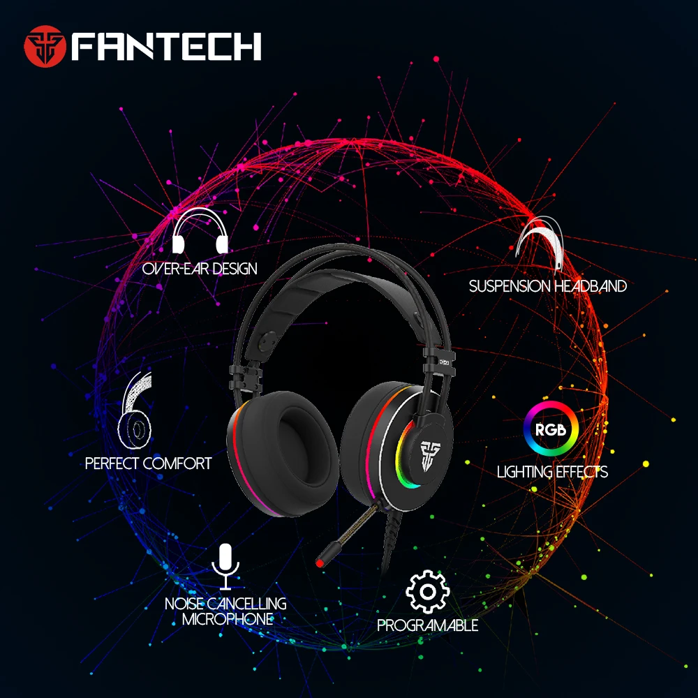 Fantech HG23 USB 7,1 Виртуальная объемная звуковая игровая гарнитура наушники с микрофоном стерео Бас Вибрация для ПК PS4 геймера