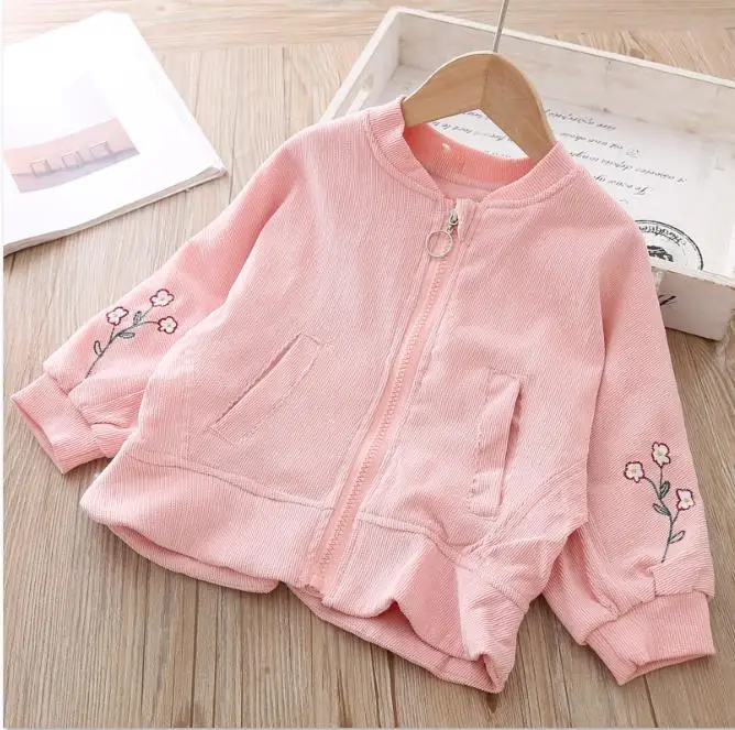 light pink Детская куртка; сезон осень-зима; вельветовый кардиган на молнии; корейские Топы; Детское пальто для девочек; Верхняя одежда; Одежда для девочек; свитер для детей 5 лет - Цвет: light pink