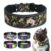 1 PCS Reflective Adjustable Waterproof Dog Collar Nylon Pet Collars For Medium Large Dogs Pitbull German Shepherd S M L