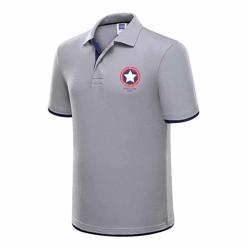 Mens Polo Shirt Brands Clothing 2019 Captain AmericaShort Sleeve Summer Shirt Man Black Cotton Poloshirt Men Plus Size Polo Shir