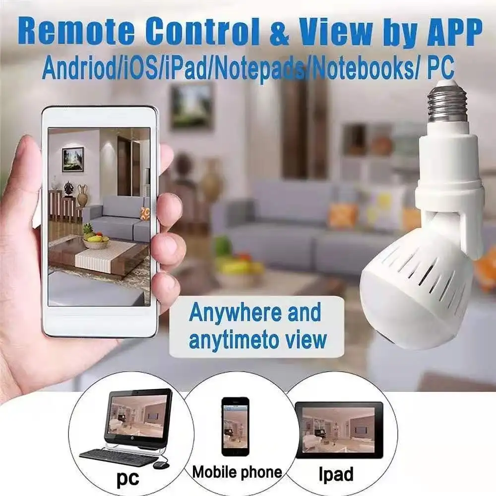 Alarme de Segurança Monitor de Bebê Bidirecional de 2mp Panorâmica de 360 Intercomunicador Visão Graus vr Câmera ip Lâmpada 5mp 1080p - Image 4