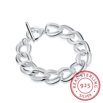 

LEKANI hot 925 sterling silver bracelet fine jewelry double light twist TO bracelets & bangles for women men pulseras Prata