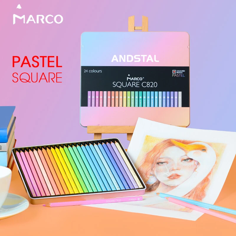 マルコ 12 24 48 色スクエア流行パステルカラー鉛筆 Andstal アクア色鉛筆プロの色鉛筆学校 Colored Pencils Aliexpress