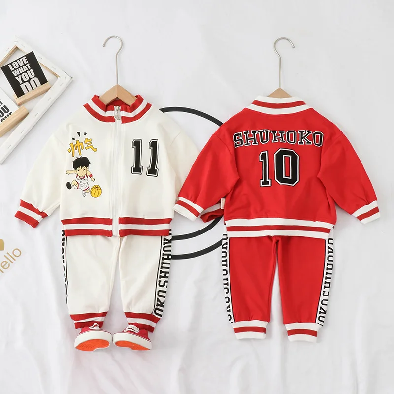 

New Style Fashion Cartoon Animation CHILDREN'S Suit Spring Chuanfeng Handsome Zip-up Jacket Trousers Two-Piece Set Childrenswear