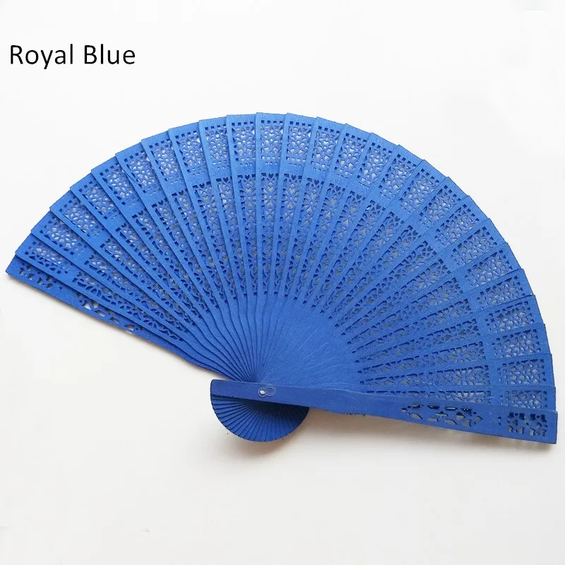 Lak09 Royal Blue 8 дюймов полые сандалового дерева поддержки широкого сбыта липких обувей подошв Подарок Ручной Веер лазерная резка дизайн Для женщин свадебные, для танцевальной вечеринки украшения - Цвет: Lak09 Royal Blue