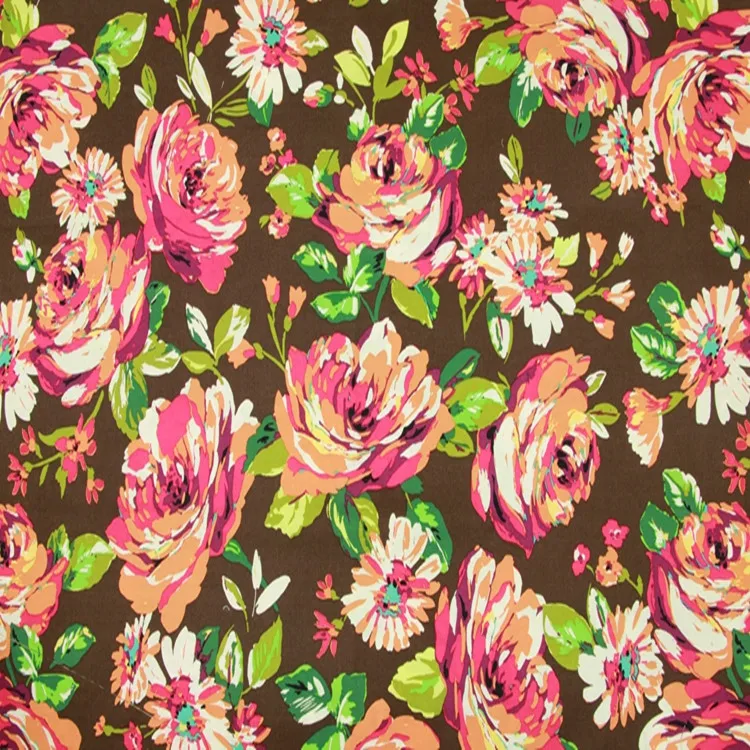 140 см ширина Цветы Печать коричневый хлопок ткань для девочек одежда постельные принадлежности набор домашний текстиль шторы наволочки Sewing-BK799