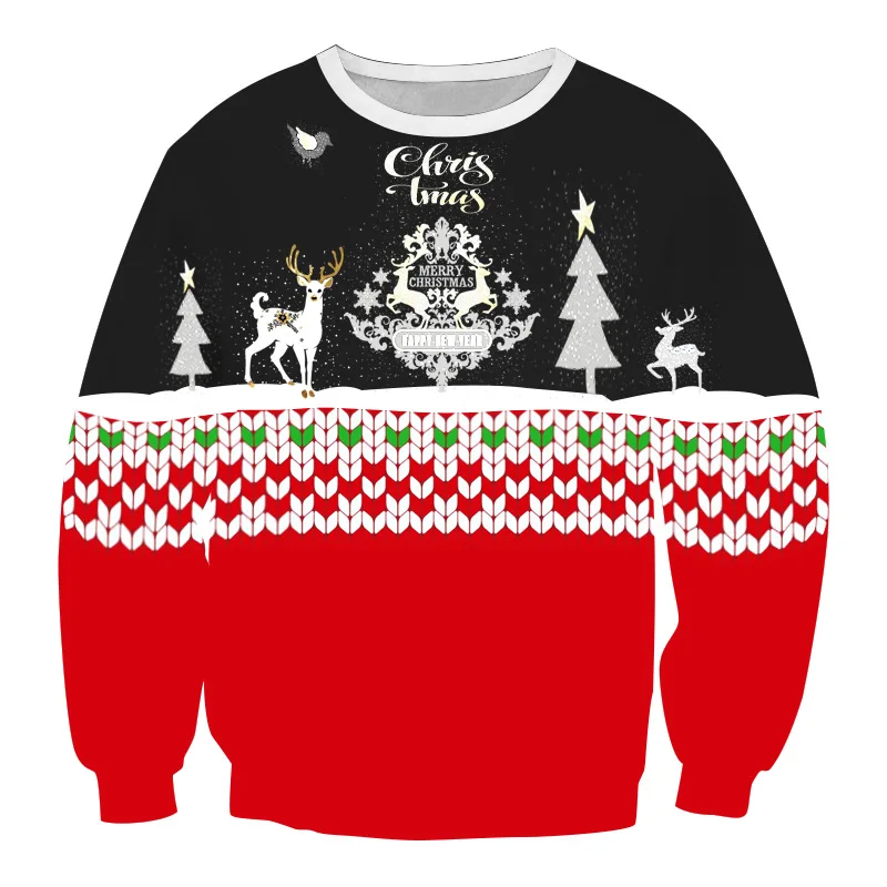 Unisex Men Women Ugly Christmas Sweater Funny Santa Elf Christmas Jumper Pullover Autumn Winter Loose Couple Sweater - Цвет: 5