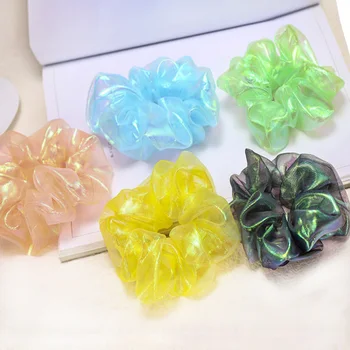 

2020 Spring and Summer Fantasy Hair Scrunchies Solid Color Elegant Mesh Hair Tie Cloth New Cloth Elastic Hair Rope Headwear