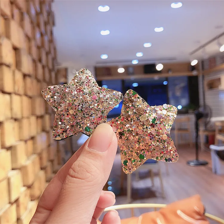 Free shipping fashion sequins star Children's hairclips ins snap clip BB girl's hairpins kid's side clips hair accessories