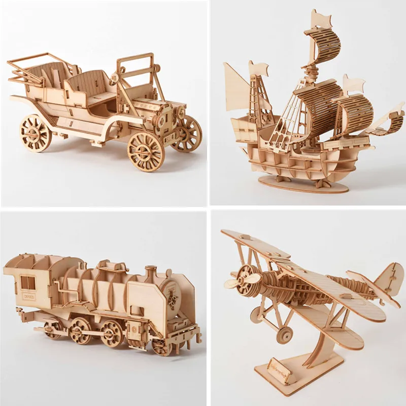 3D Wooden Puzzle Model  DIY Handmade  Mechanical toys for Children Adult model kit Game Assembly model ship maquetas para montar