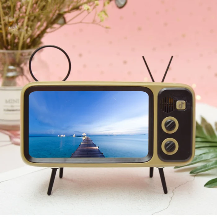 Ретро Bluetooth динамик держатель телефона Настольный Televison дизайн мобильного телефона крепление GV99