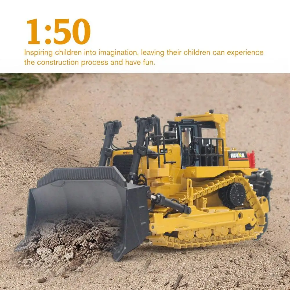 

HUINA TOYS 1700 1:50 Die-Cast Alloy Heavy Bulldozer Engineering Truck Static Model Caterpillar Wheel Bulldozer Kids Toys Gift