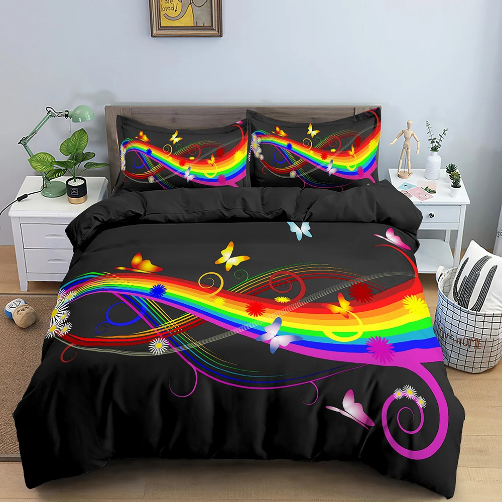 Regenbogen Musik Bettwäsche-Set 3D Druck Bettbezug Bettwäsche Doppia/Königin/König Größe Bett Zimmer Für Kinder Bettwäsche