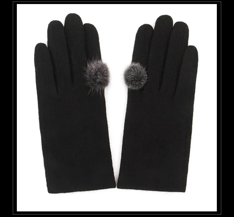 Перчатки для бега, женские зимние перчатки из овчины, бархатные теплые перчатки с милым кроличьим мехом, шерстяные перчатки для езды на велосипеде с сенсорным экраном