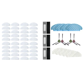 

40Pcs Disposable Rags for Ecovacs Deebot Ozmo T8 & 1set Side Brush Filters Mop Cloth for Ecovacs Deebot OZMO T8