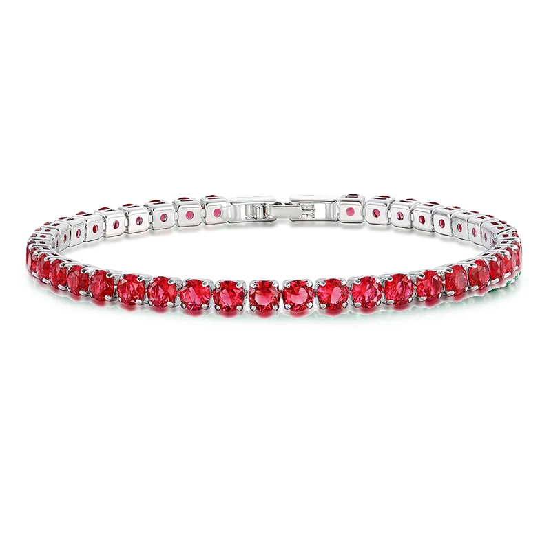Ruby LicLiz Модный циркониевый Хрустальный теннисный браслет для женщин белого золота цвет ювелирных изделий цвет ful CZ коробка браслет цепочка LUB0097 - Окраска металла: Ruby