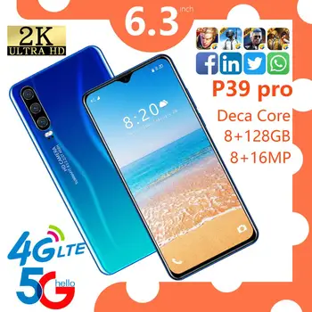 

2020 6.3-inch P39 Pro 5G smart phone 8 GB 128G Snapdragon 855 8MP+16MP 4800mAh NFC WiFi HD LED screen three camera smart phone