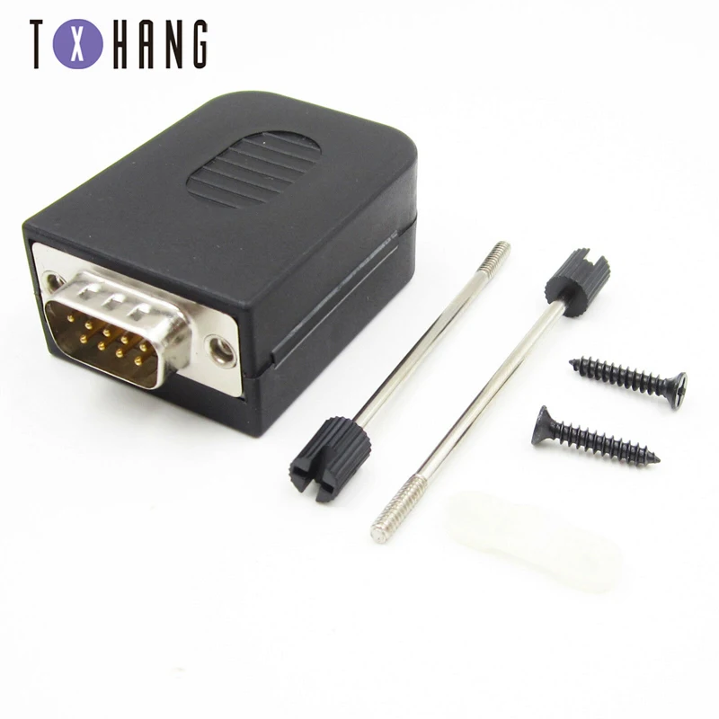 

D-SUB DB9 Female 9Pin Plug Breakout Board Terminals Connector Screw Type Black Plastic Cover