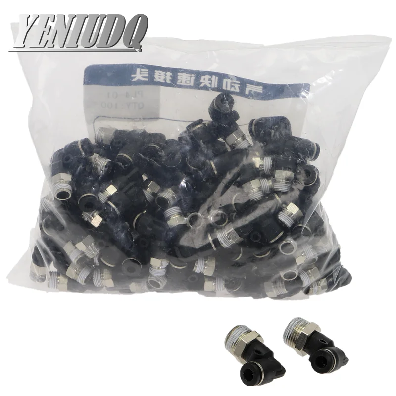 50Pcs PL เกลียวข้อศอกนิวเมติกท่อ Hose Quick ท่อข้อต่อขั้วต่อ Pneumatic ส่วนประกอบ4-16มม.PL6-01 PL8-02 PL12-03 1