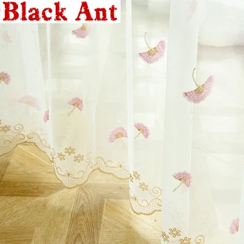 

Flower Embroidery Sheer Tulle Curtains for Living Room Bedroom Coffee Shop Korean Style Voile Curtain X538#40