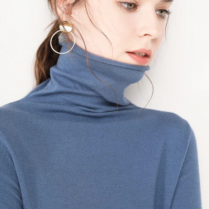 Turtleneck Women Sweater And Pullovers 2021 Winter New Solid Knitted Slim Bottoming Pulls Office Lady Elegant Tops | Женская одежда