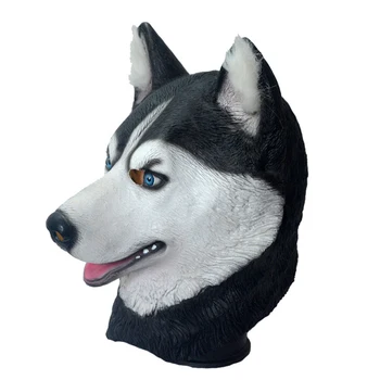 

Halloween Trick Party Simulation Animal Husky Dog Head Environmental Protection Material Latex Mask Halloween latex mask