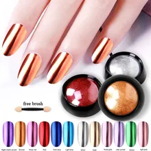 12 Цветов гвоздь с зеркальным блеском вакуумных металлик Цвет УФ-гель для дизайна ногтей Полировка хромированные хлопья пигмент пыли украшения
