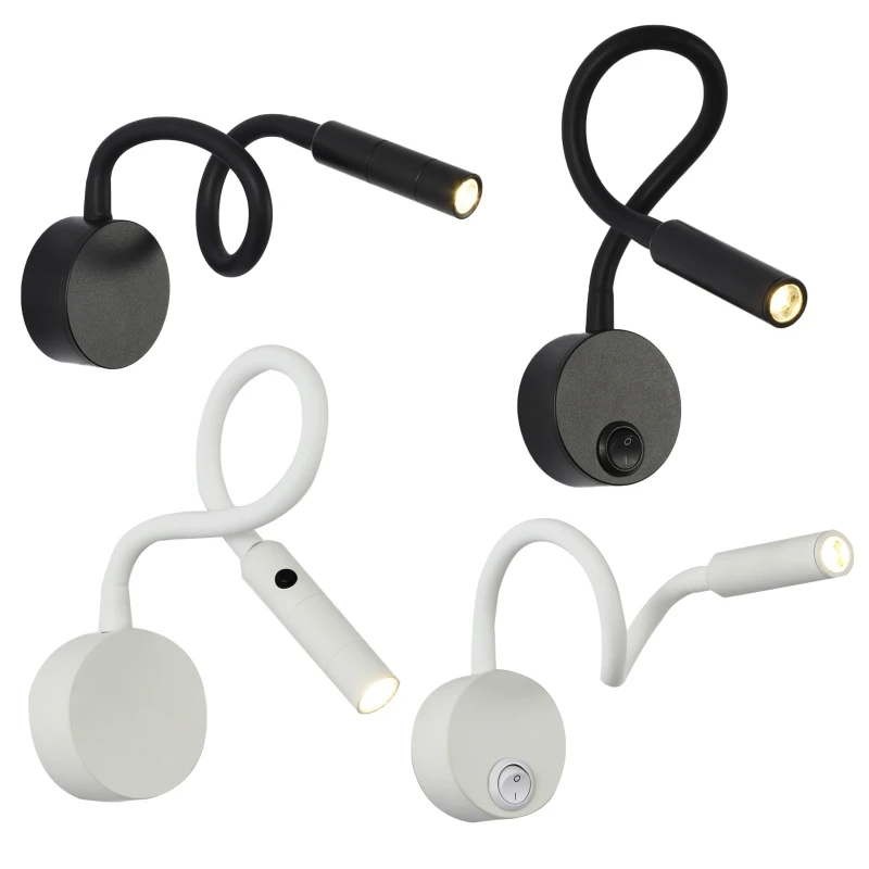 Black Friday  Wall Mounted Hose Bedside Lights Bedroom LED Gooseneck Wall Lamp 2 Colors Choose