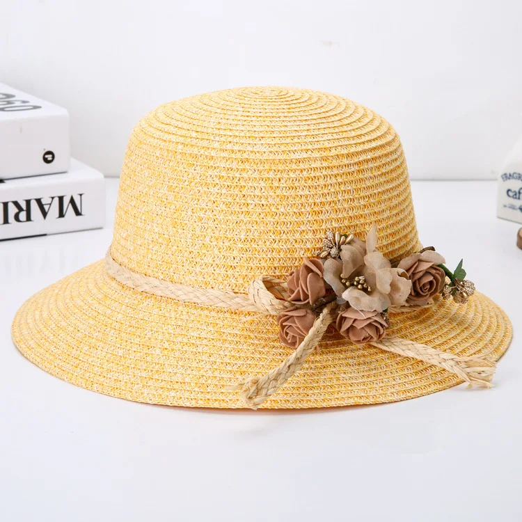 Hat girl summer straw hat Korean version sunshade hat Flower Beach Sun Hat sunscreen folding cool hat