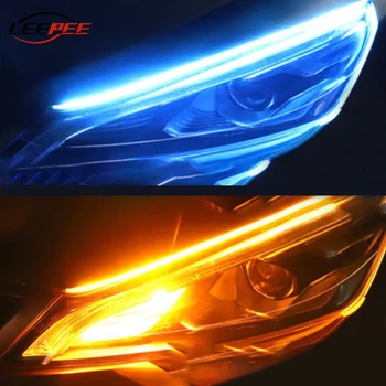 

LEEPEE Universal Daytime Running Light Car LED Strips Headlight Assembly Flexible Soft Tube Lamp Turn Signals DRL 30 45 60CM