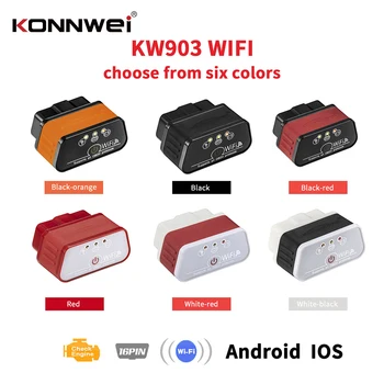

KONNWEI KW903 ELM327 V1.5 WiFi Car Scanner OBD II Auto Diagnostic Tool Detect Tool Code Reader for iOS and Android Free Update
