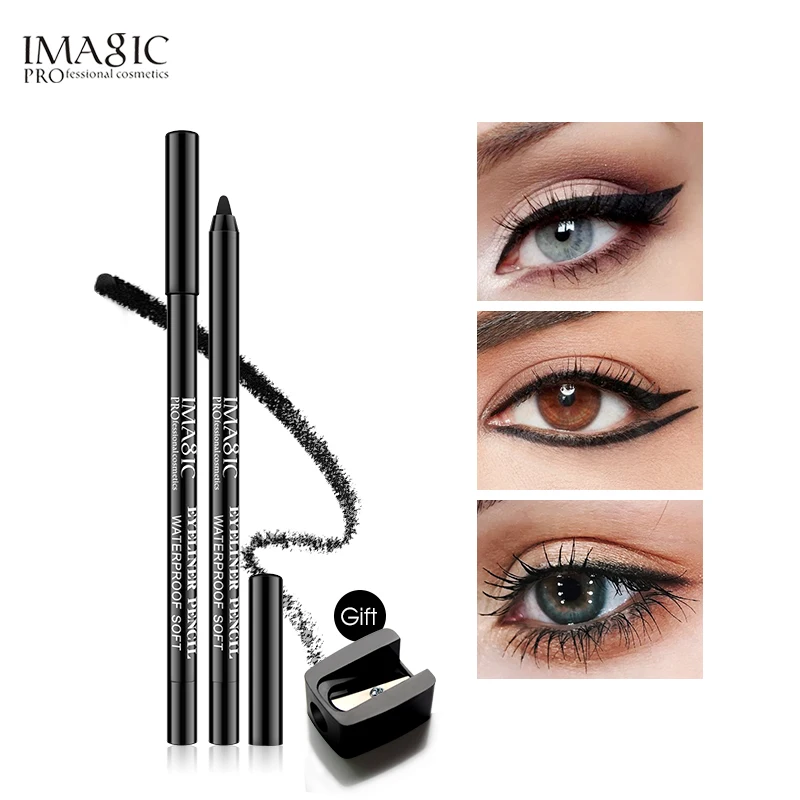 Imagic Marke 1 stücke Schwarz Wasserdicht Eyeliner Stift Bleistift Make-Up Schönheit Kosmetische Werkzeug + 1 stücke Bleistift spitzer