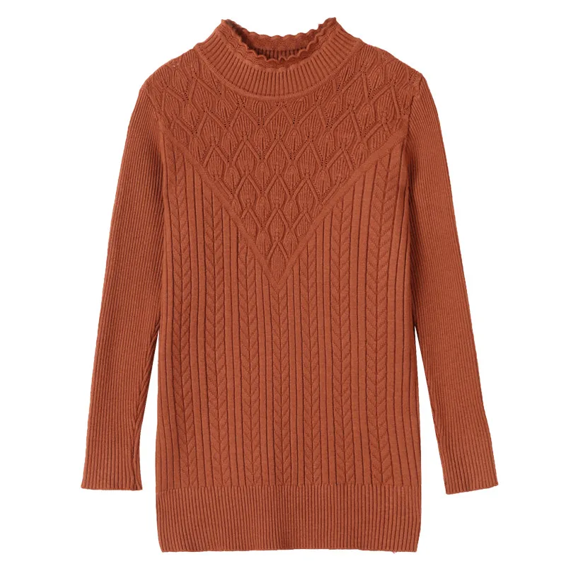 Новинка, весенне-осенний пуловер для мамы среднего возраста, свитер с воротником средней длины и длинными рукавами, вязанный джемпер, женские топы W1737