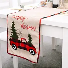 Burlap Christmas Table Runner Embroidered Christmas Table Runner for Christmas Party Table Decoration1