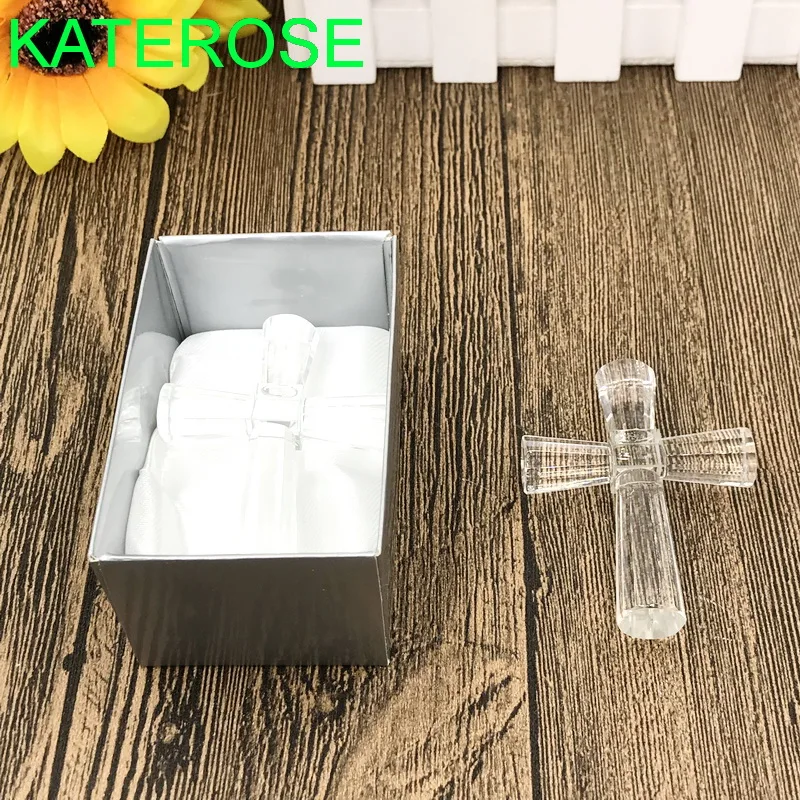 12PCS Religious Party Giveaways Choice Crystal Collection K9-Crystal Cross Figurines Wedding Party Return Gift