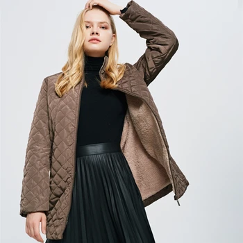 

Long Winter Coat Women Parka Vintage Thick Padded Lining Jackets Solid Zipper Coats chaqueta mujer Inner Fluffy