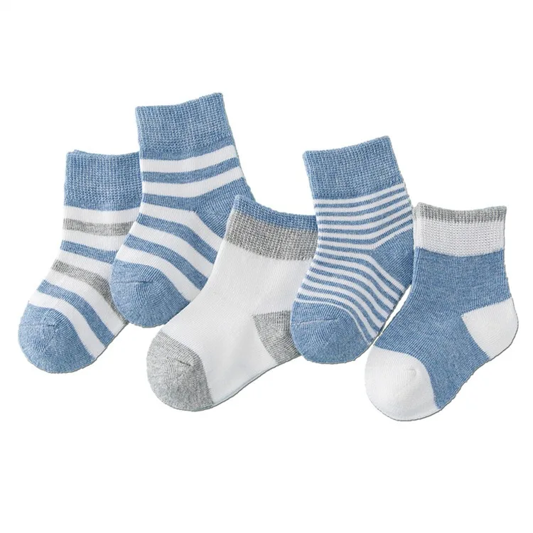 5 пар носков для новорожденных осенние синие и розовые полосатые носки От 0 до 10 лет для маленьких мальчиков, Детские Зимние хлопковые носки для девочек - Цвет: 06