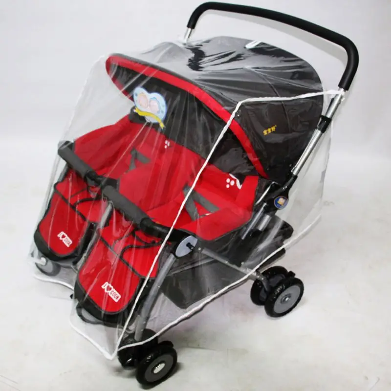 Foldable Clear Twin Baby Pushchair Stroller Rain Cover Dust Wind Shield 