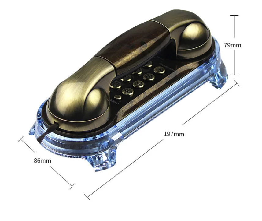 Telephone Landline Wall-mounted Household Retro Antique Small Extension Corded Metal Button