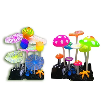 

Aquarium Decorations, Fish Tank Simulation Coral Plant Decorations Glowing Silicone Accessories 2Pack