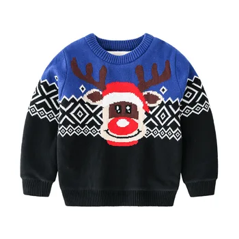 

Christmas Sweater For Kids Girls Unisex Kids Boys Sweaters And Tops Cartoon Elk Thicken Warm Pullover Knitted Sweater