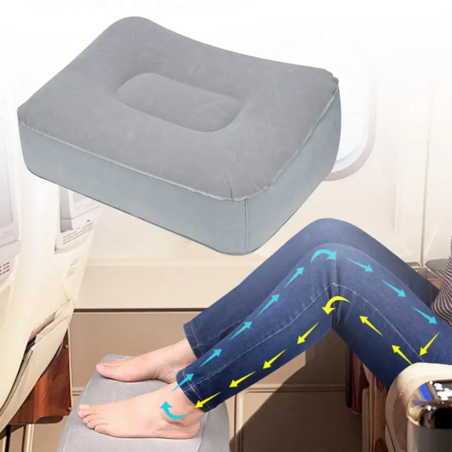 Подушка для ног из ПВХ 37x30 см, Флокированная надувная подушка для ног, подушка для ног для путешествий, домашнего использования