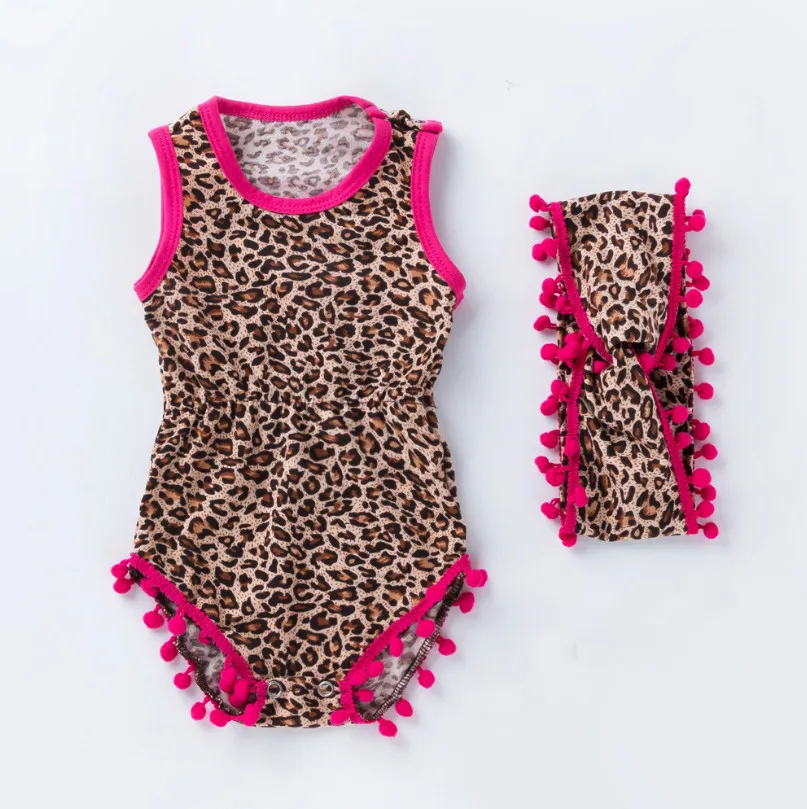 

Hot Sales Baby Girl Infant 2pcs Clothing Sets Princess Leopard Rompers Jumpsuit and Headband Kid Party Birthday Costumes Vestido