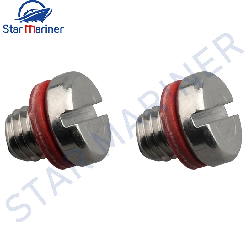 Stainless Steel Plug, Marine Screw 90340-08002-00 With Red Seal Gasket For Yamaha Outboard Motor 90340-08002 BOAT ENGINE PARTS