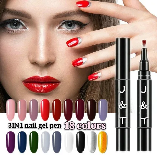 

Nail Polish Pen Lazy Pen Lasting Trembles New One Step Rubber Pen Three-in-one Beauty Nail Polish Gel Pen