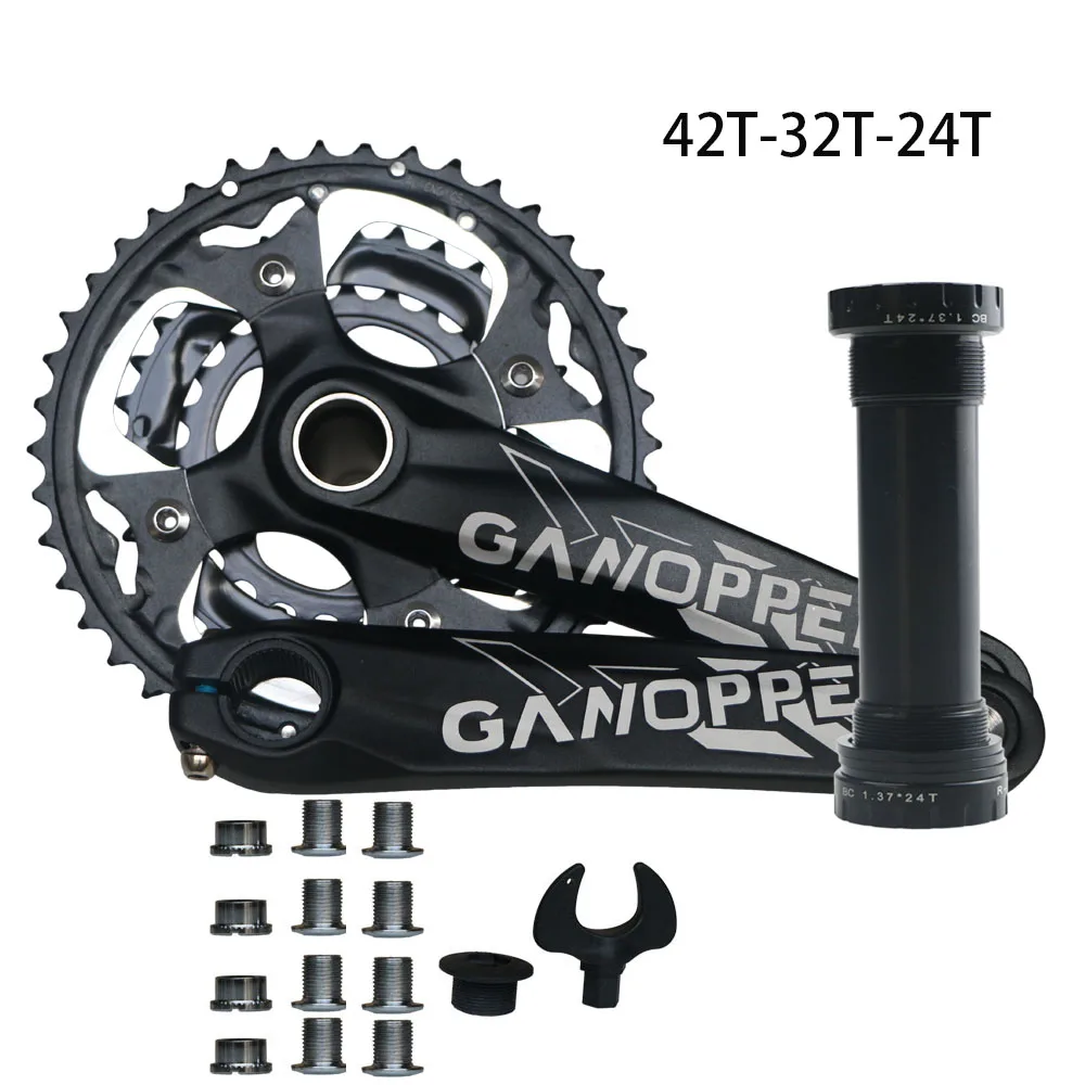24t 32t 42 crankset 175 мм Fatbike Fat bike crank набор 100 мм BB 104BCD коленчатая цепь 30T 32T 36T 38T 40T 42T 104 мм BCD односкоростная цепь - Цвет: 24t 32t 42 crankset