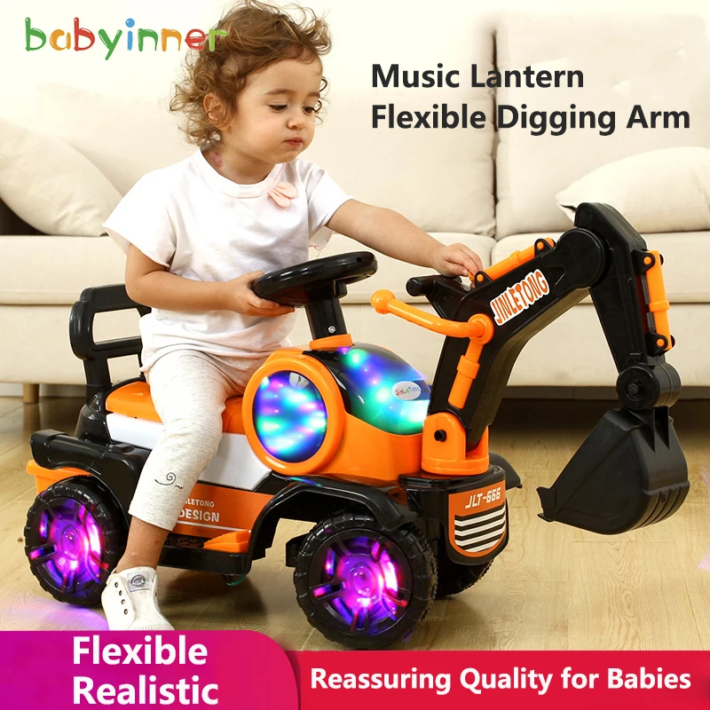 Детский экскаватор модель Babyinner большая игрушка для катания Электронный