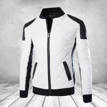 

2019 High Street Patchwork Men Leather Jackets Casual Motorcycle Bike Outwear Men Plus Velvet Thick Coats Winter