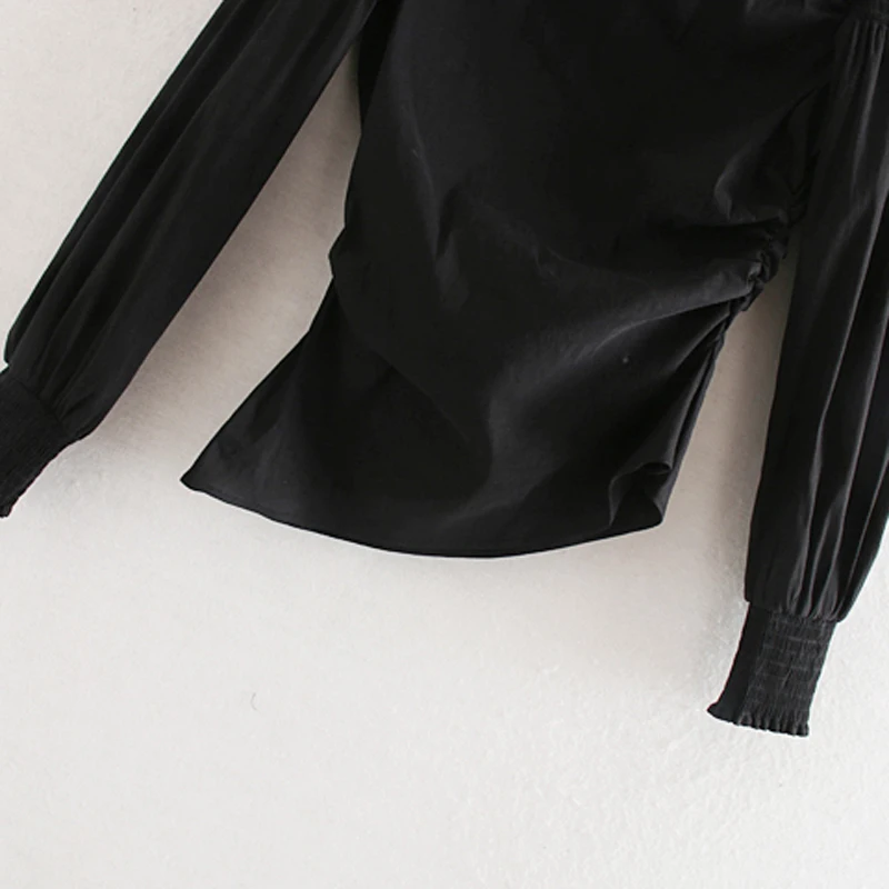 Fandy lokar Асимметричные футболки для женщин модные однотонные тонкие сексуальные топы женские элегантные футболки с длинным рукавом для женщин