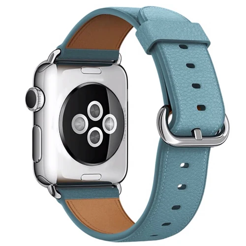 Light blue Кожаный ремешок для apple watch 4, 3, 44 мм, 42 мм, ремешок для часов iwatch 38 мм, 40 мм, спортивный браслет correa apple watch 5/4/3/2/1 - Цвет ремешка: Light blue